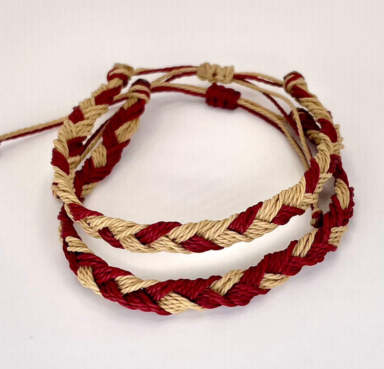 Garnet & Gold Team Color Braided Bracelets - Set of 2