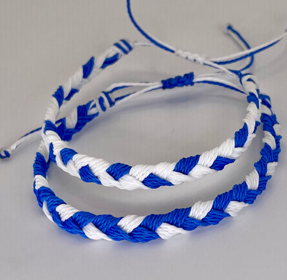 Blue & White Team Color Braided Bracelets - Set of 2