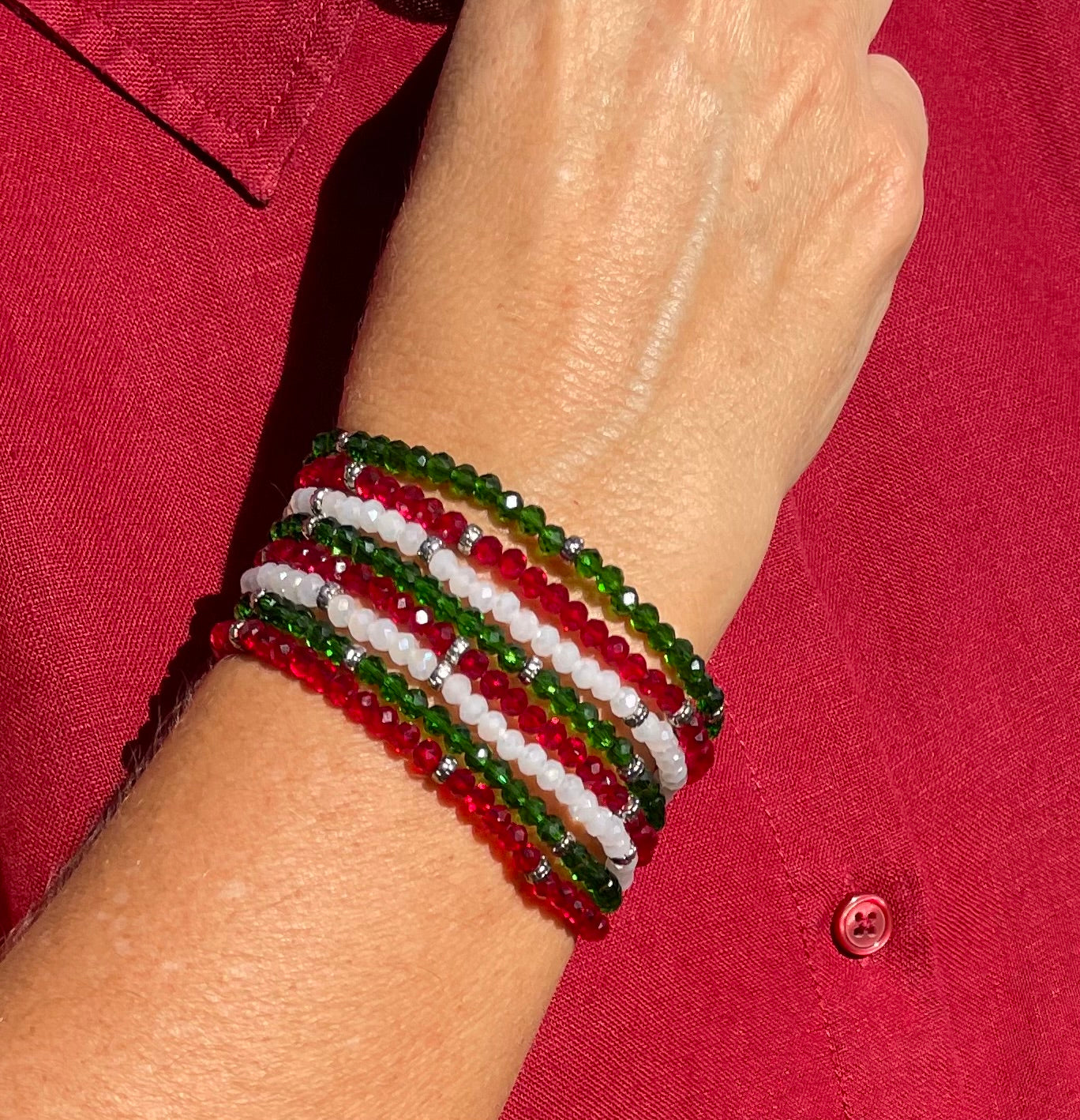 Christmas Colors Mini-Crystal 8 Bracelet Combo