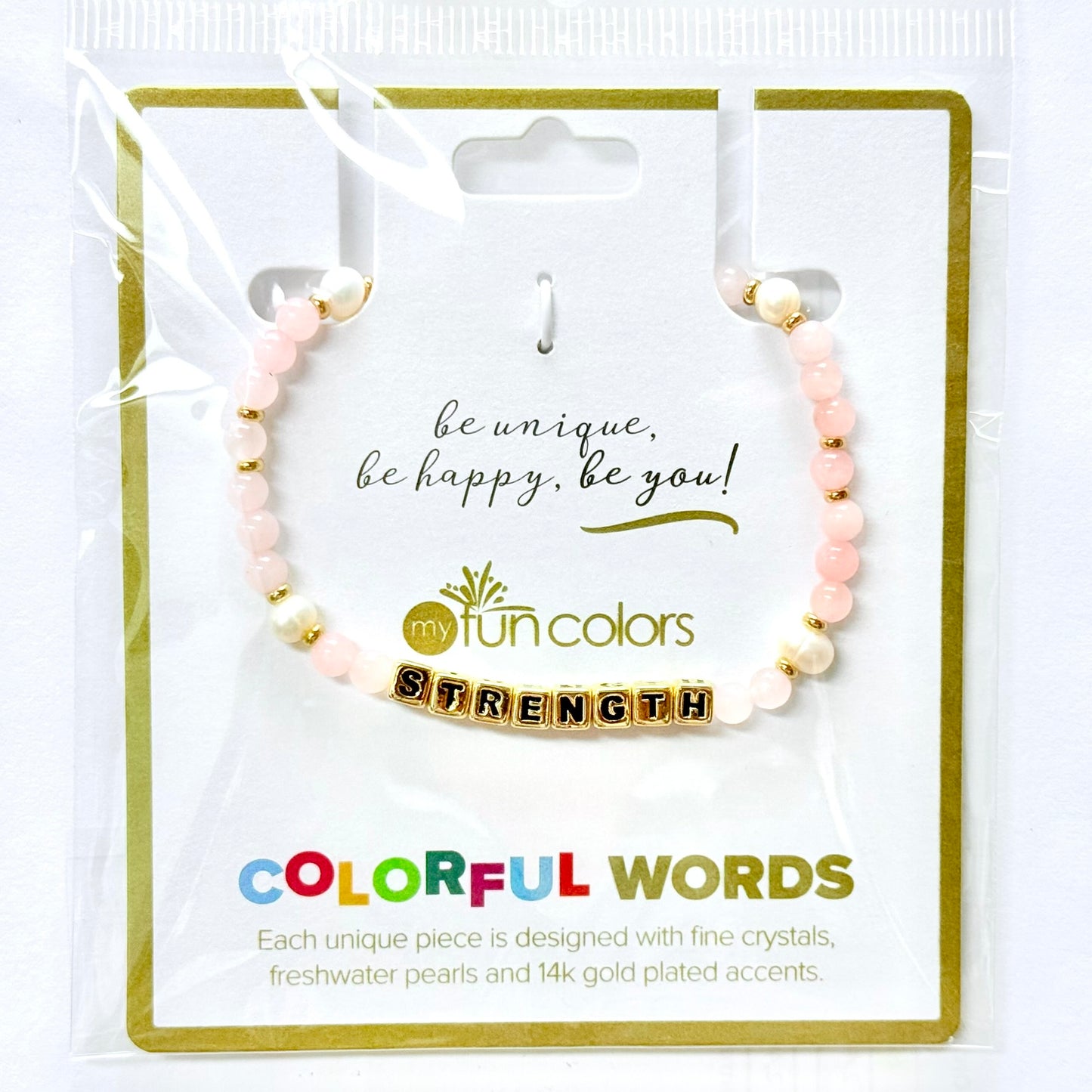 STRENGTH Breast Cancer Awareness Colorful Word Bracelet