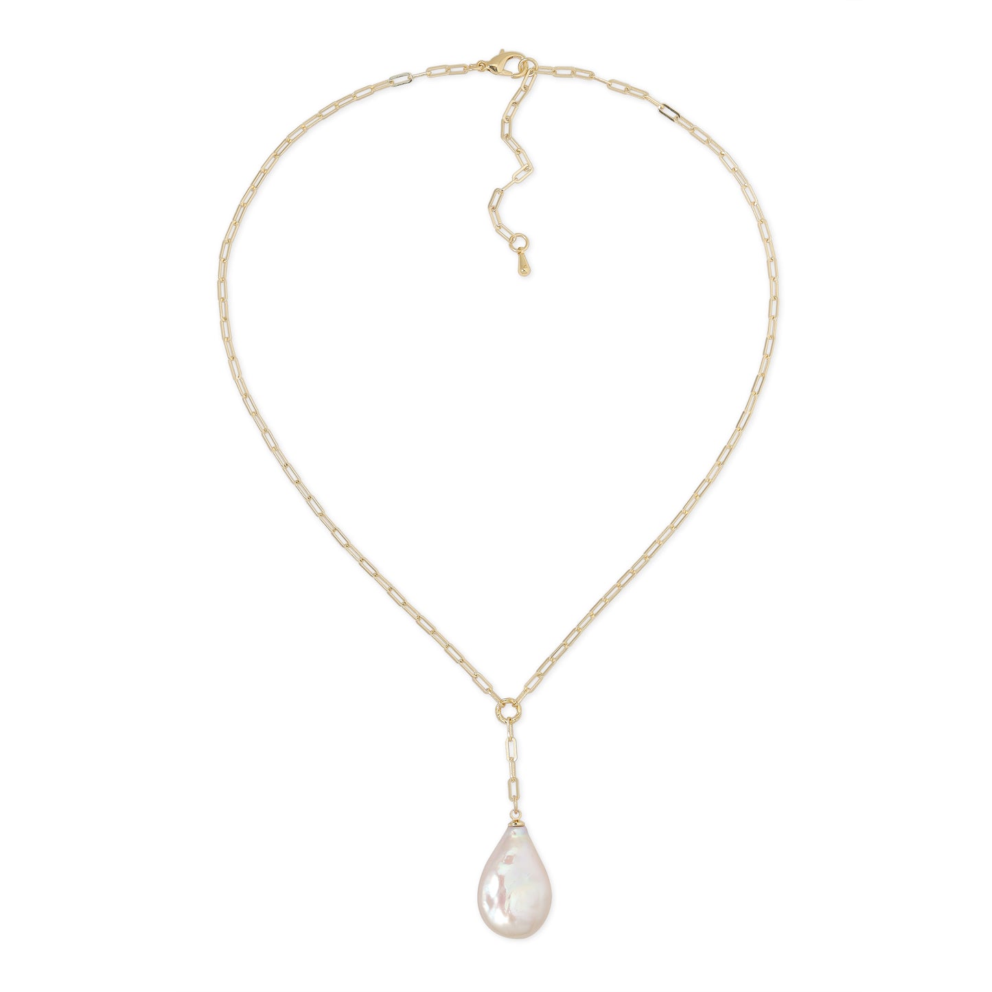 pearl & 14k gold plated chain pendant necklace