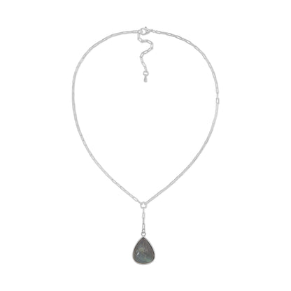 labradorite & sterling silver plated chain pendant necklace