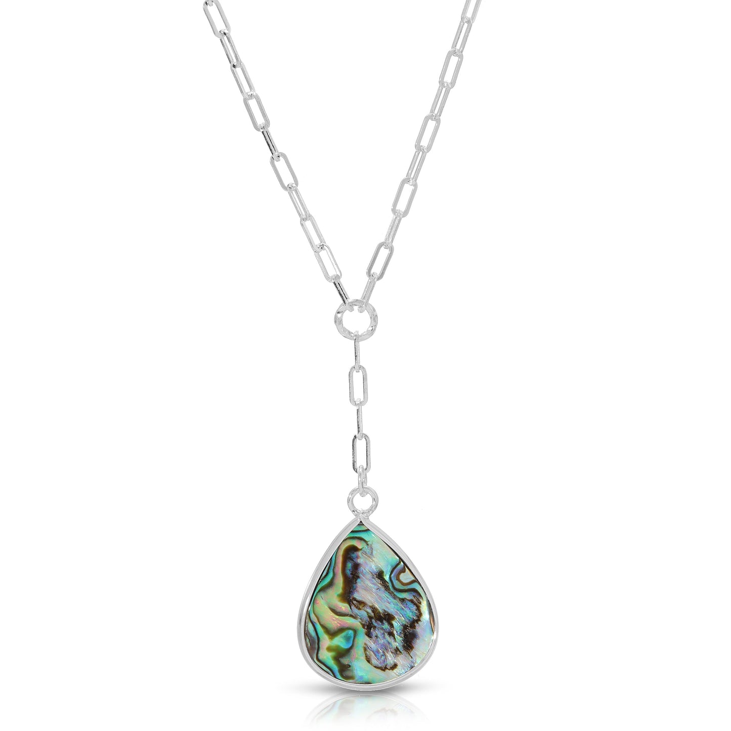silver necklace with abalone shell pendant