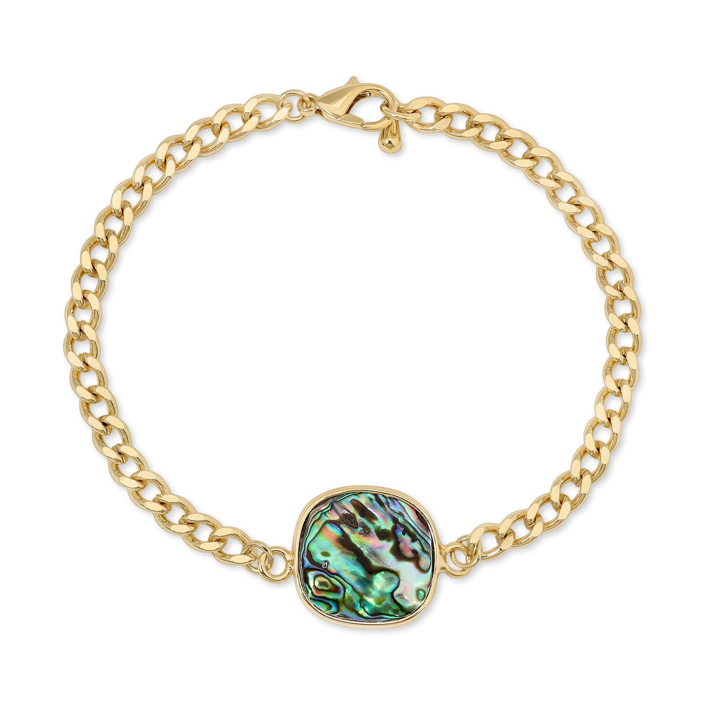 gold chain bracelet with abalone stone