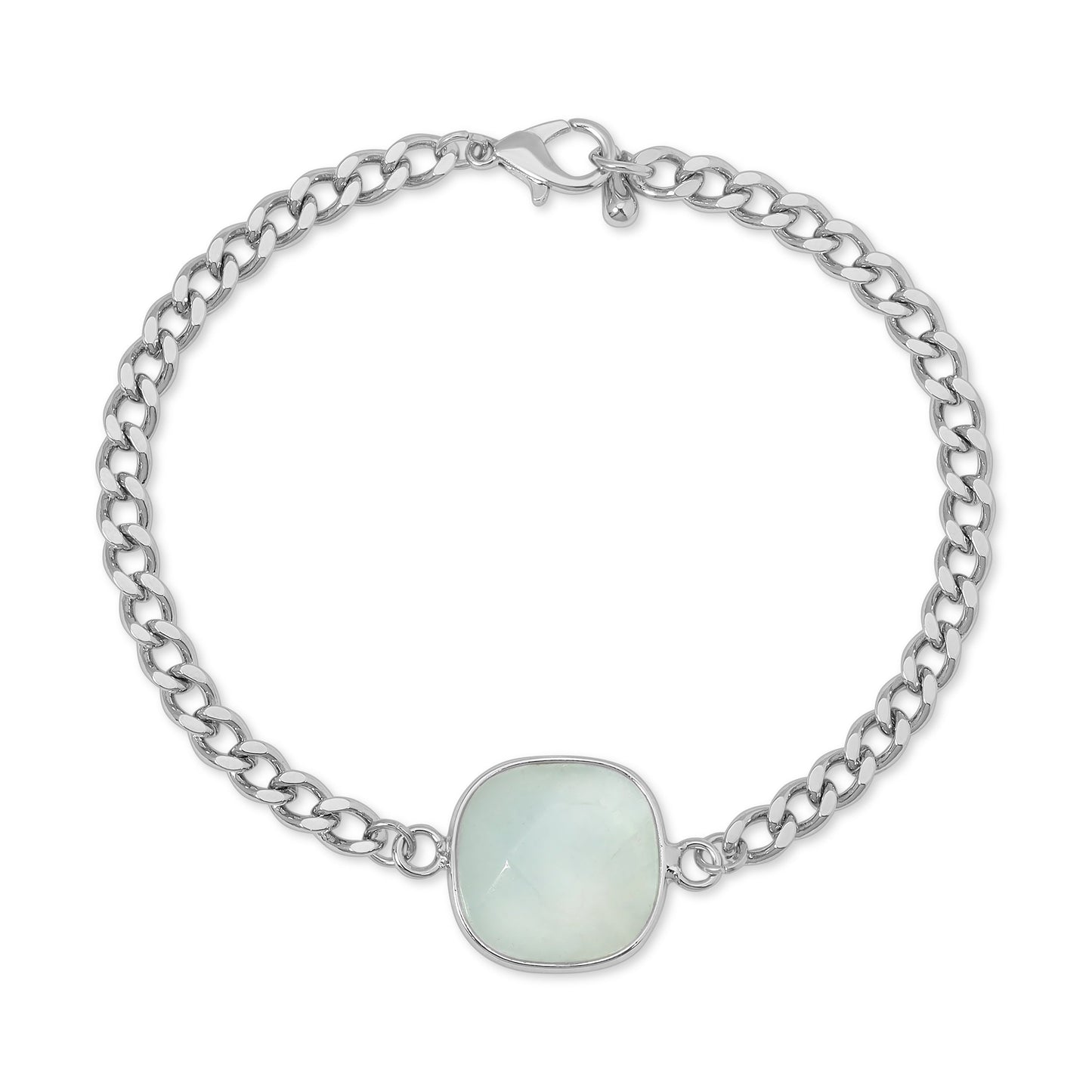 silver chain bracelet with square stone