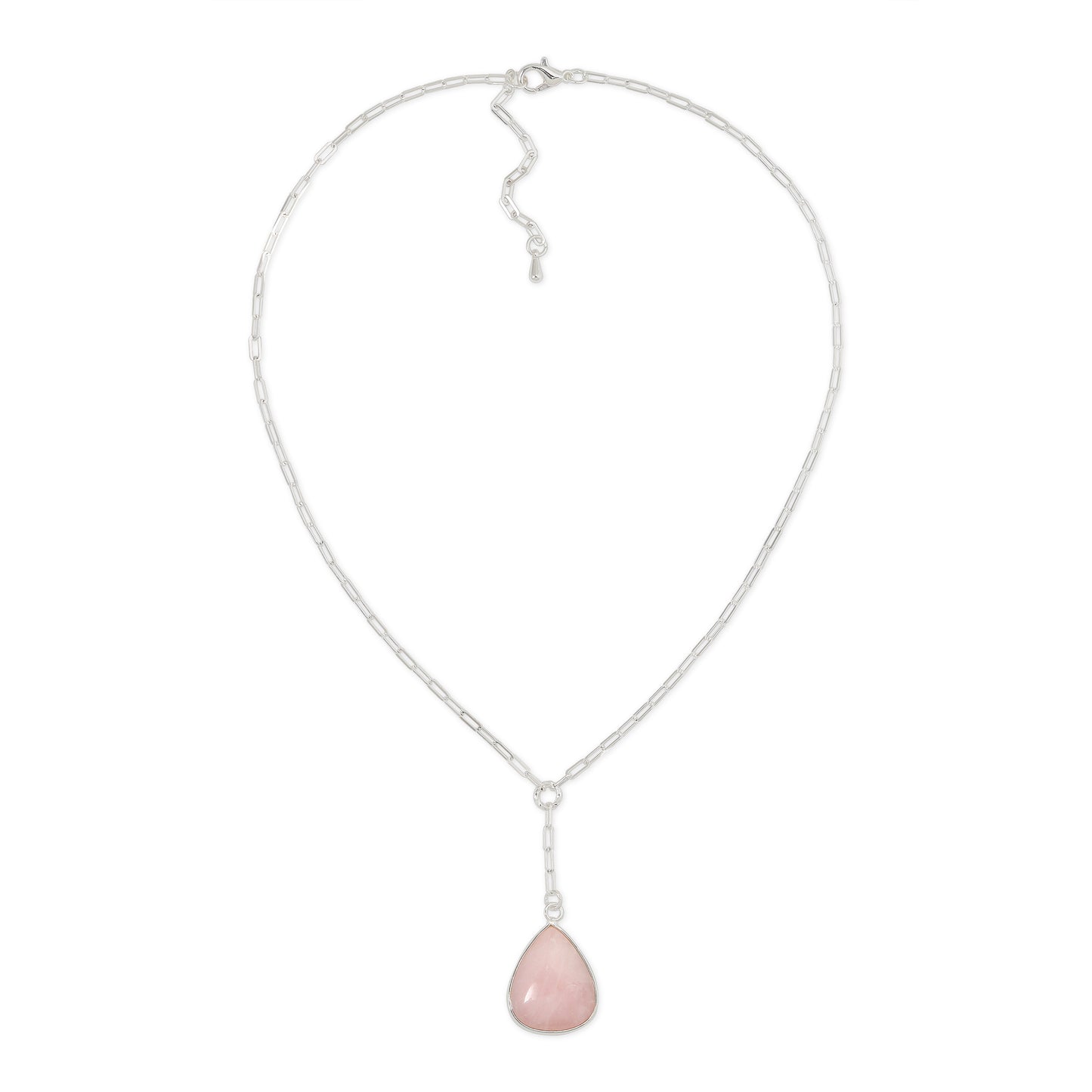 rose quartz & sterling silver plated chain pendant necklace