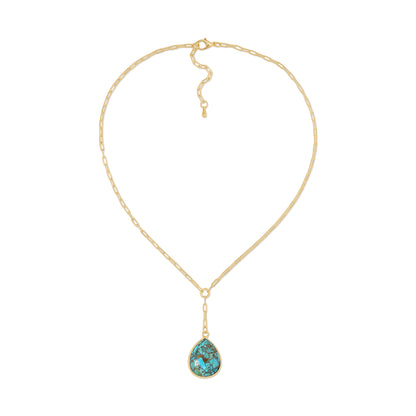 turquoise & 14k gold plated chain pendant necklace