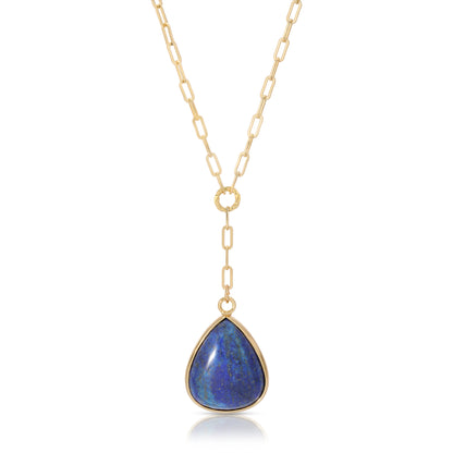 lapis & 14k gold plated chain pendant necklace