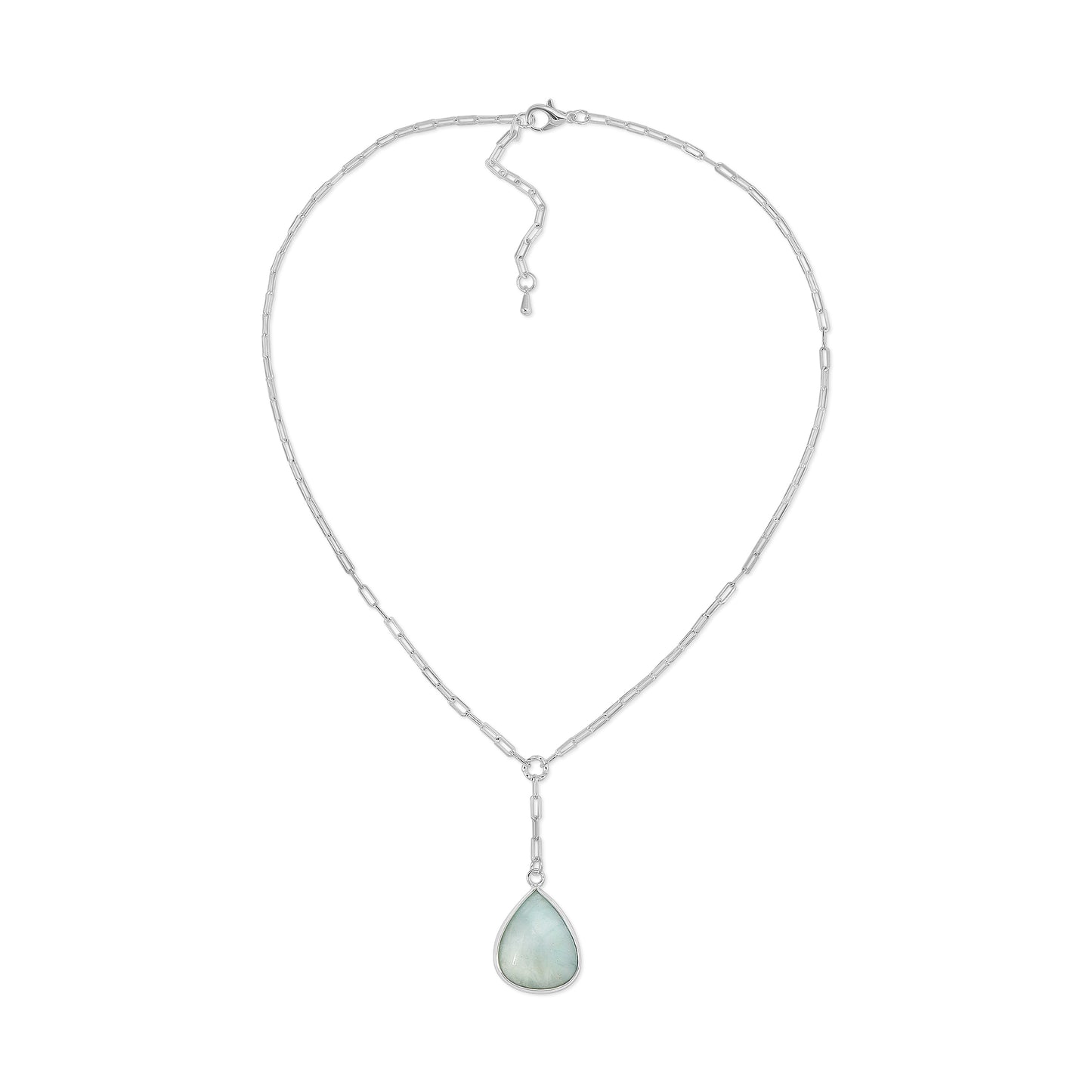 aquamarine & sterling silver plated chain pendant necklace