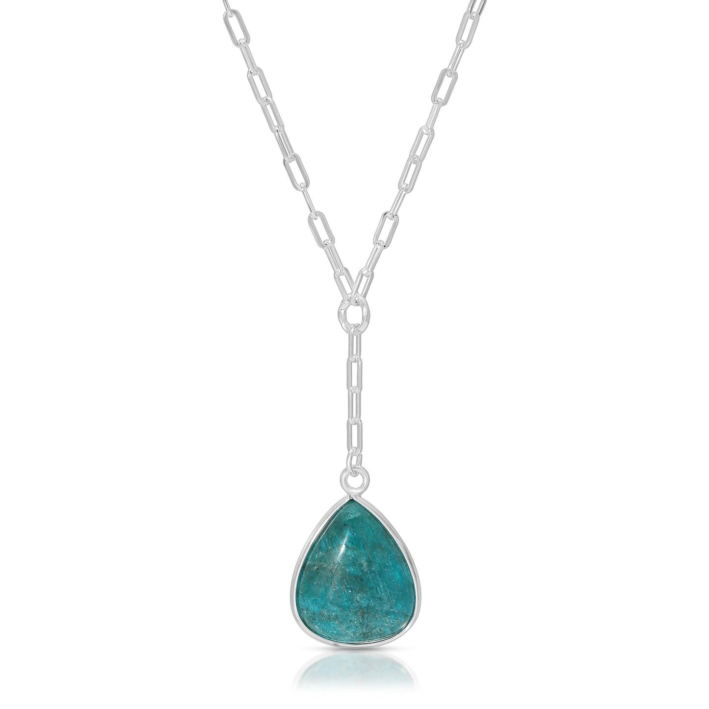 turquoise teardrop pendant necklace on silver chain