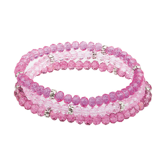 pink paradise - kids mini-crystal bracelet 3-stack