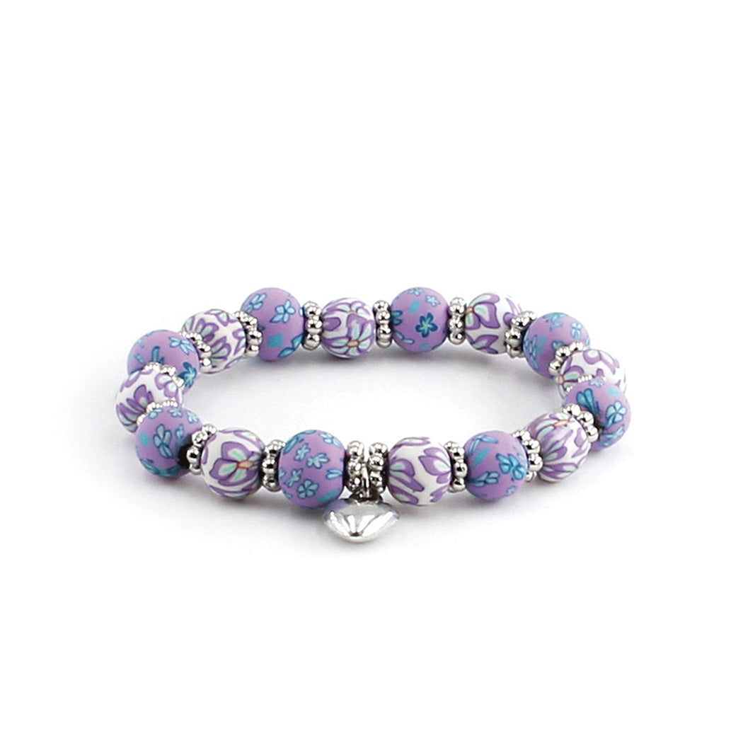 purple floral beaded bracelet