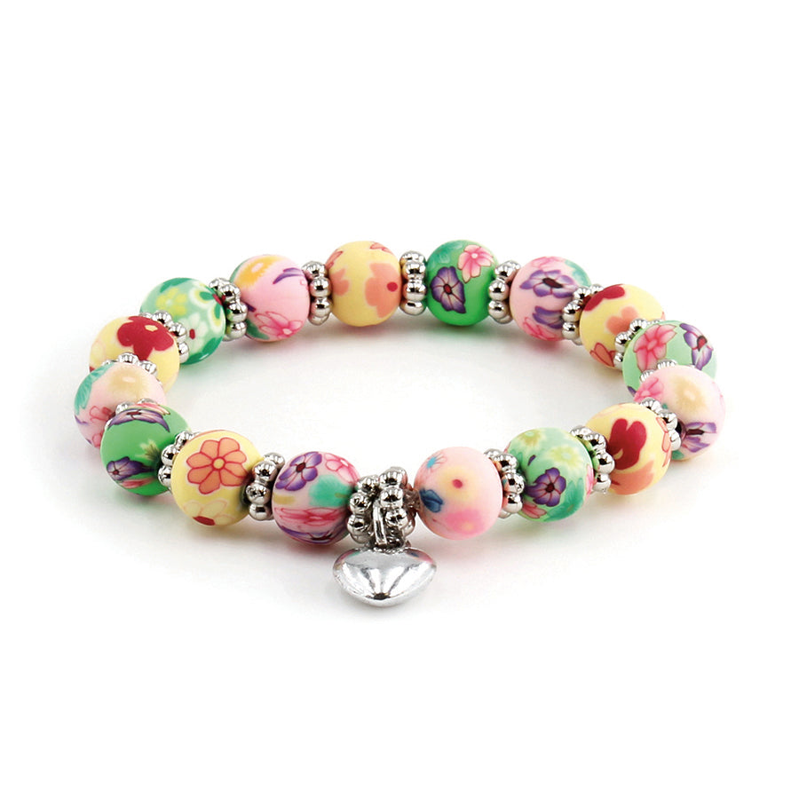 pastel floral clay bead bracelet