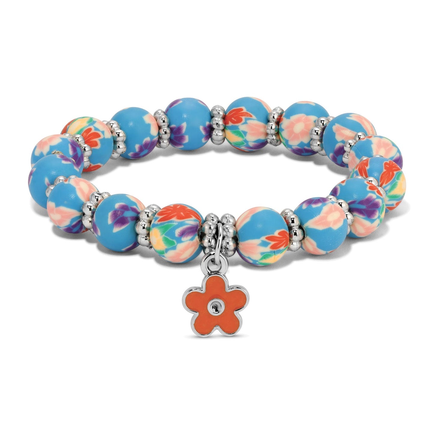 floral beaded bracelet with orange flower charm