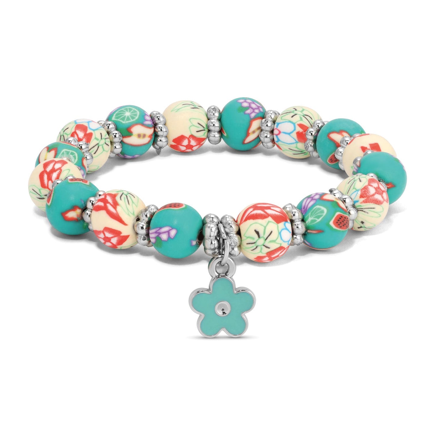 floral bead bracelet with flower charm