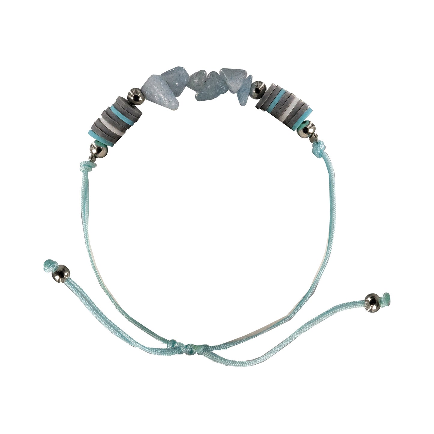 aqua blue adjustable string bracelet with beads