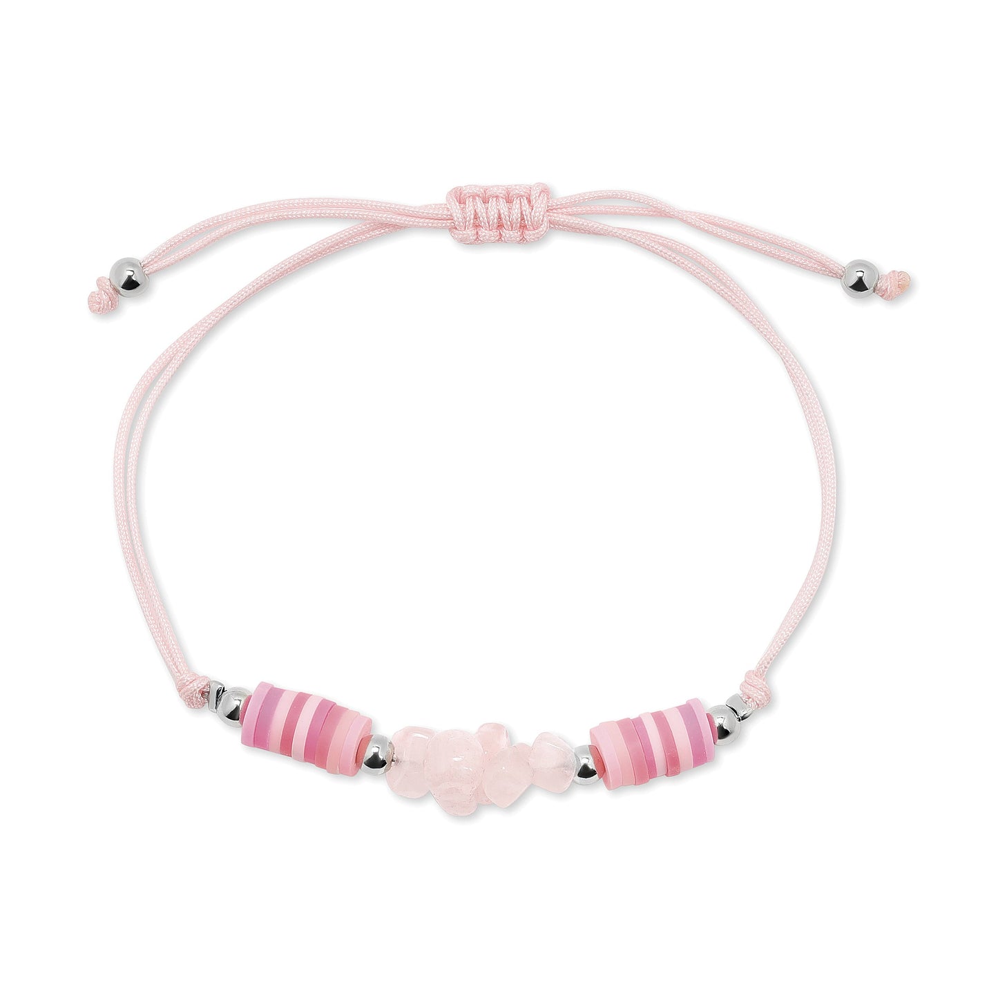 pink beaded bracelet with adjustable cord
