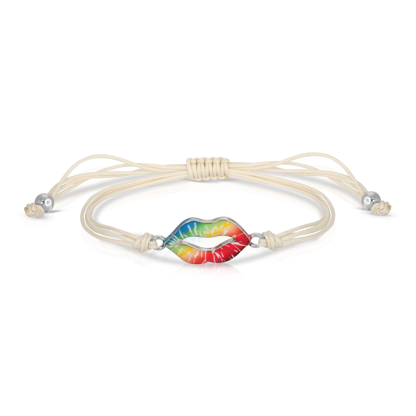 rainbow lips corded bracelet