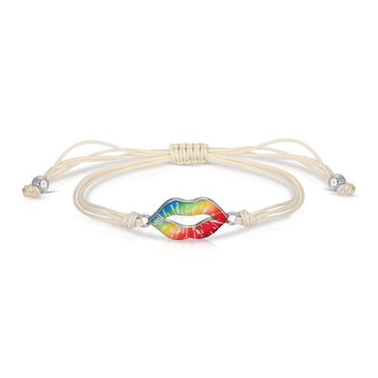 rainbow lips corded bracelet