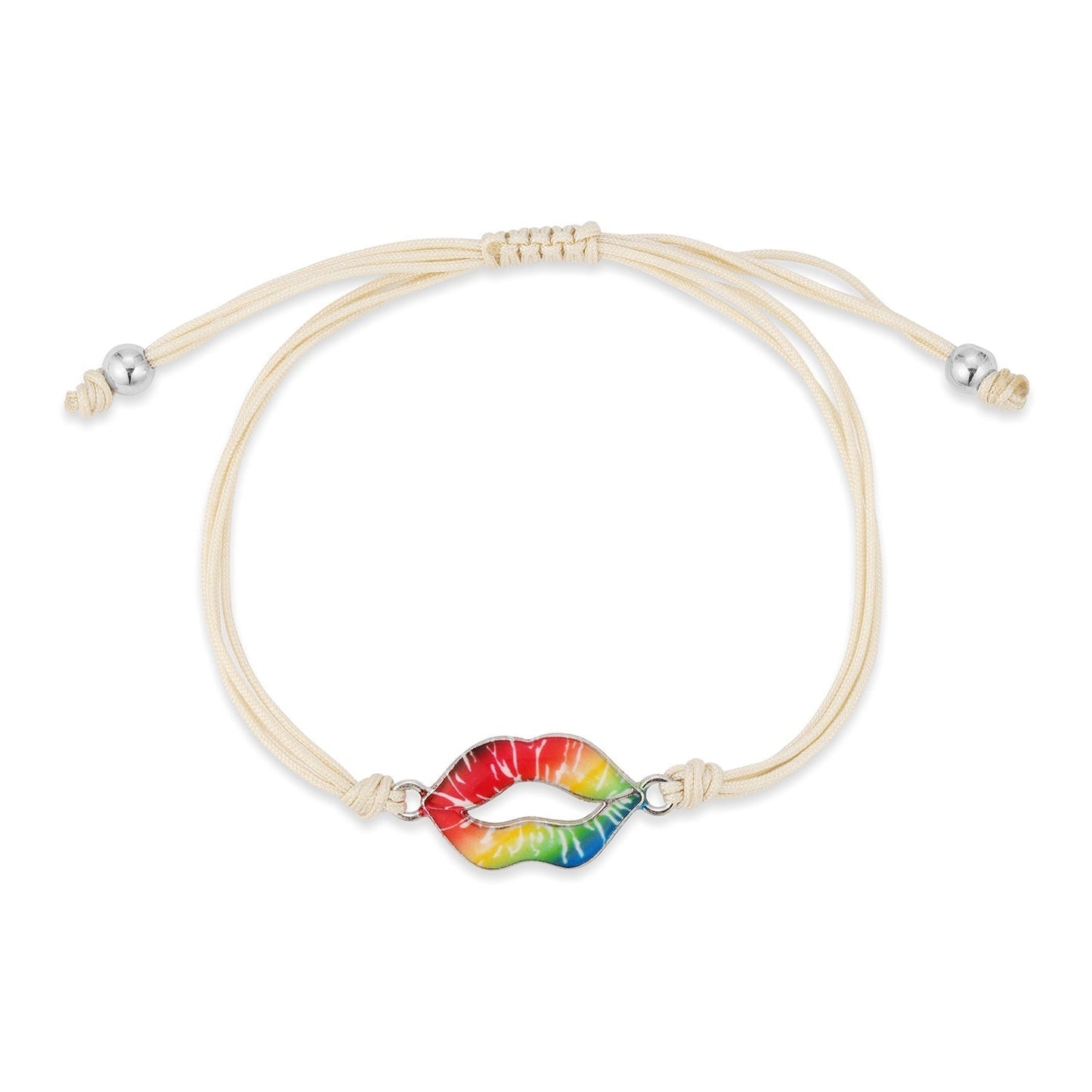 rainbow lip charm bracelet on cord