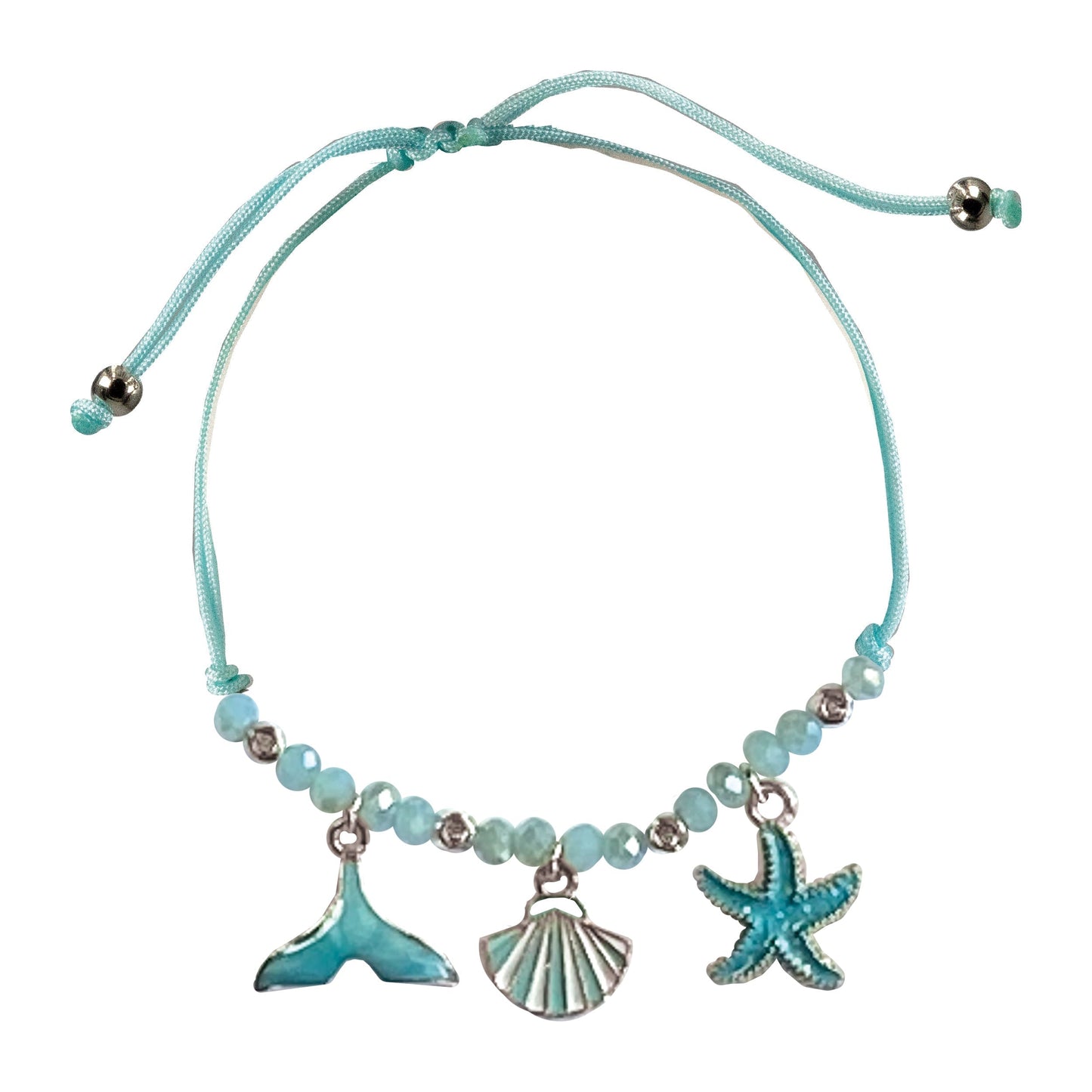 aqua string bracelet with marine charms
