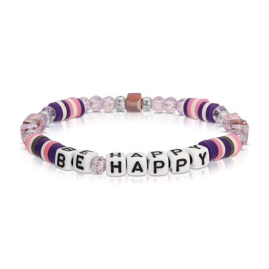 beaded bracelet with be happy message