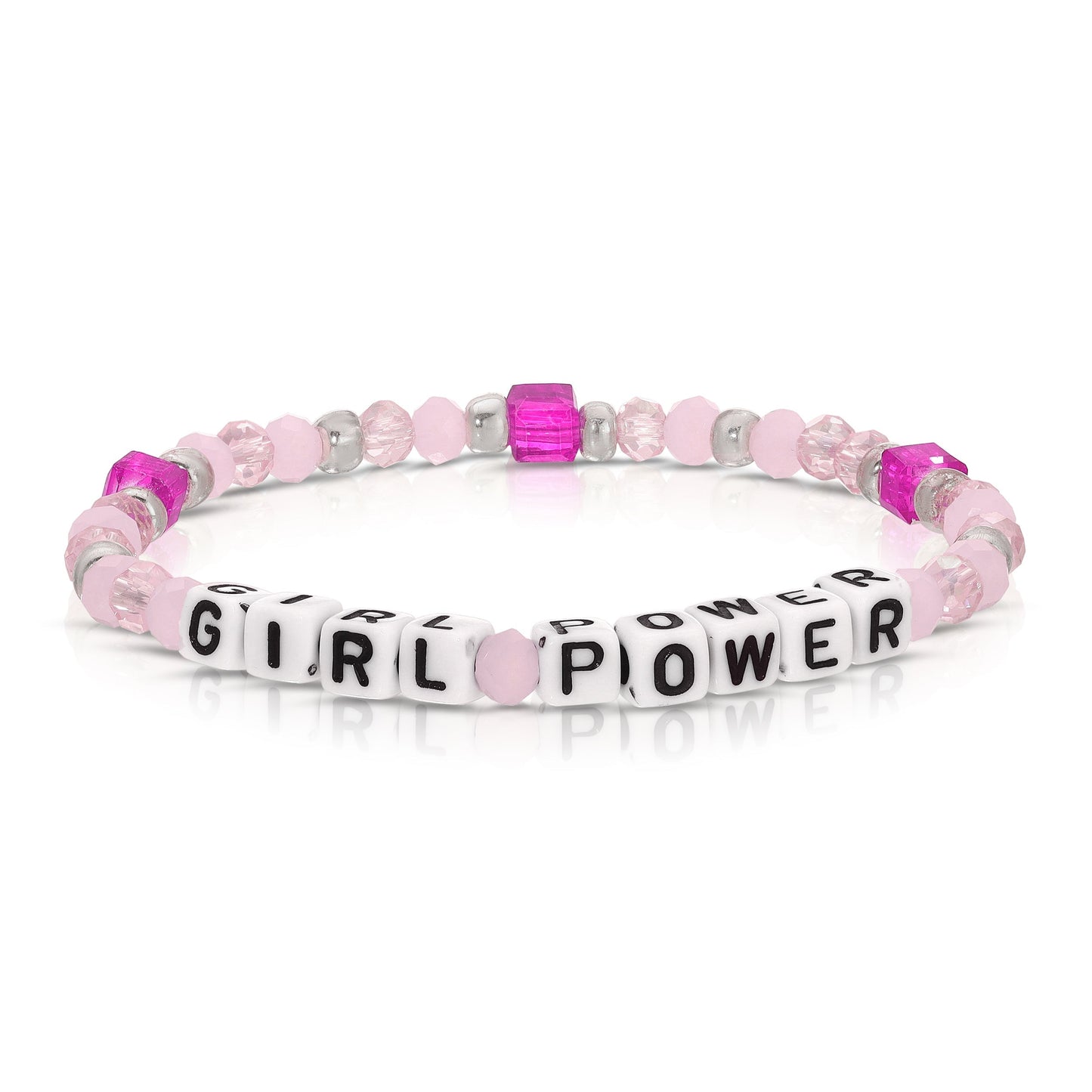 pink girl power beaded bracelet