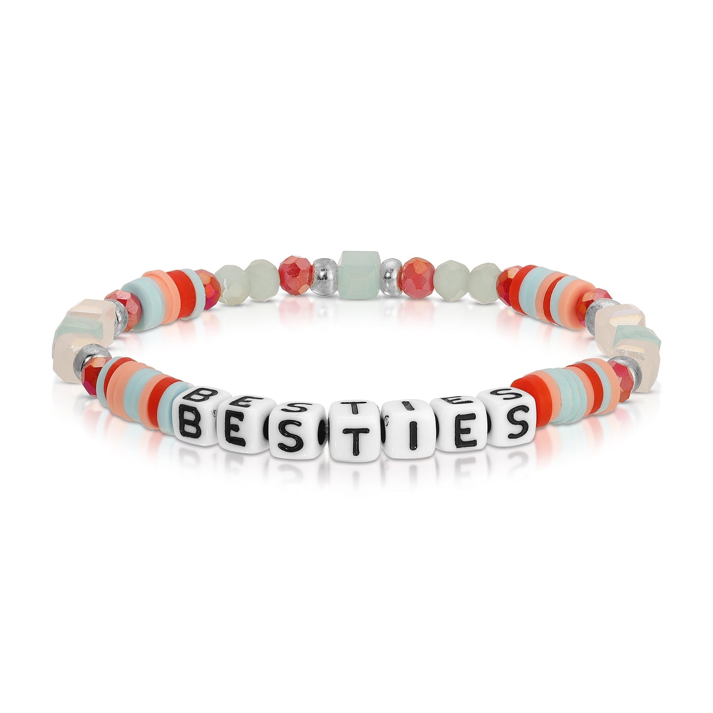 beaded friendship bracelet with besties letters
