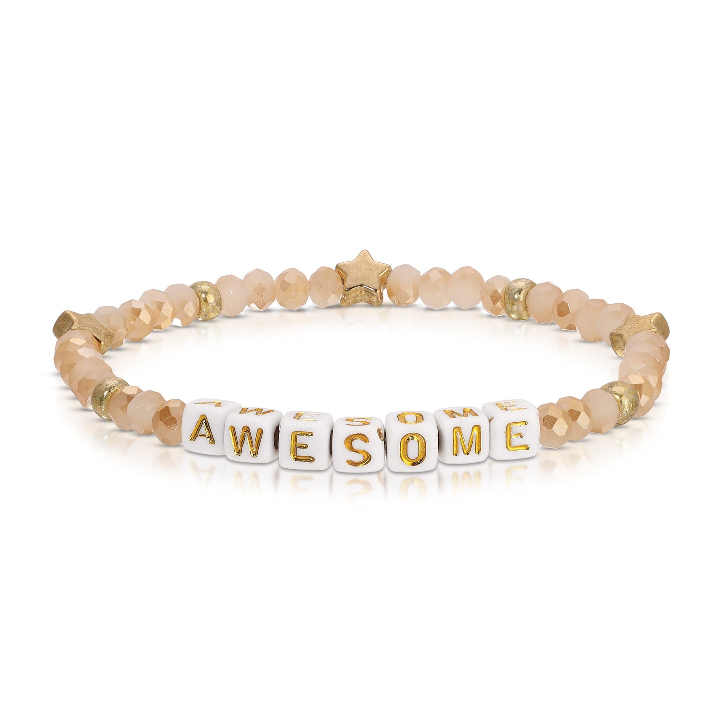 beaded bracelet with awesome letters and gold details