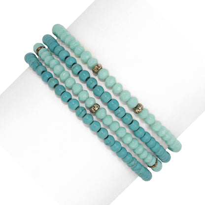 turquoise howlite spiritual gemstone 4 bracelet stack