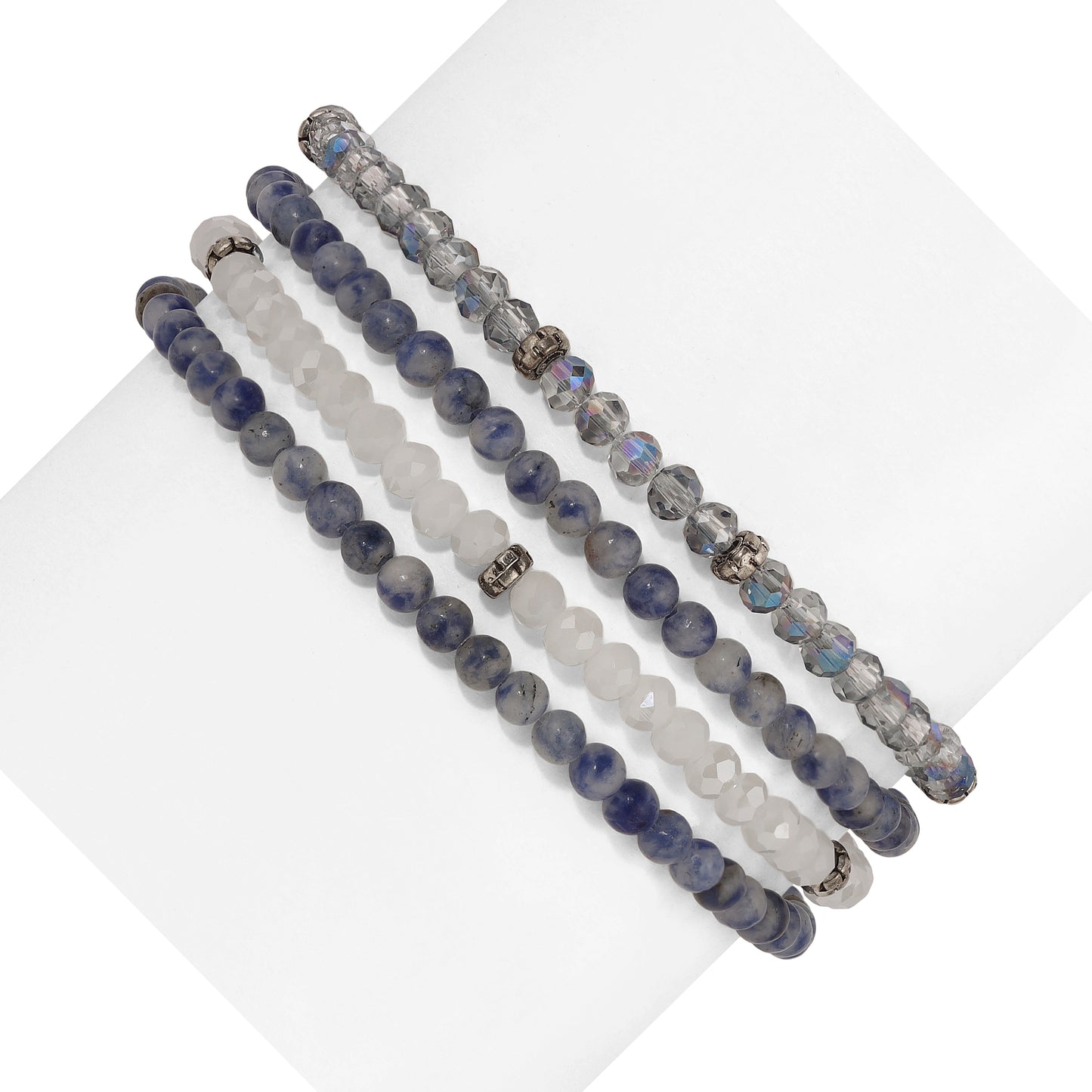 denim sodalite spiritual gemstone 4 bracelet stack