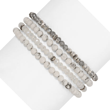 white turquoise spiritual gemstone 4 bracelet stack