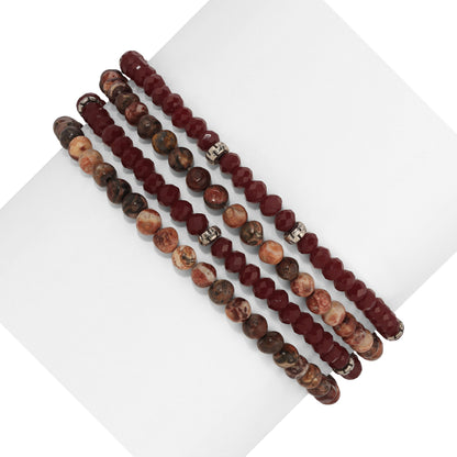leopard skin spiritual gemstone 4-bracelet stack