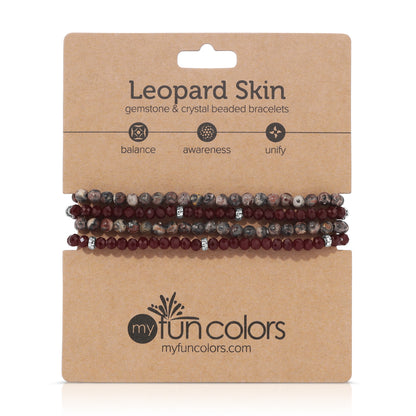 leopard skin spiritual gemstone 4-bracelet stack
