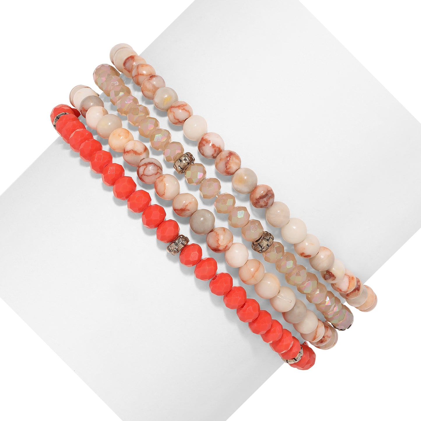 red network spiritual gemstone 4 bracelet stack