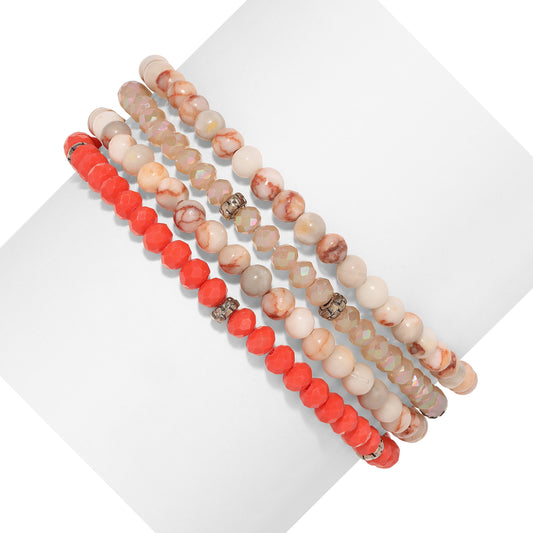 red network spiritual gemstone 4 bracelet stack