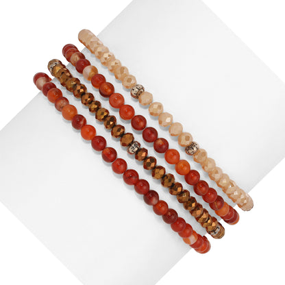 carmelian spiritual gemstone 4 bracelet stack