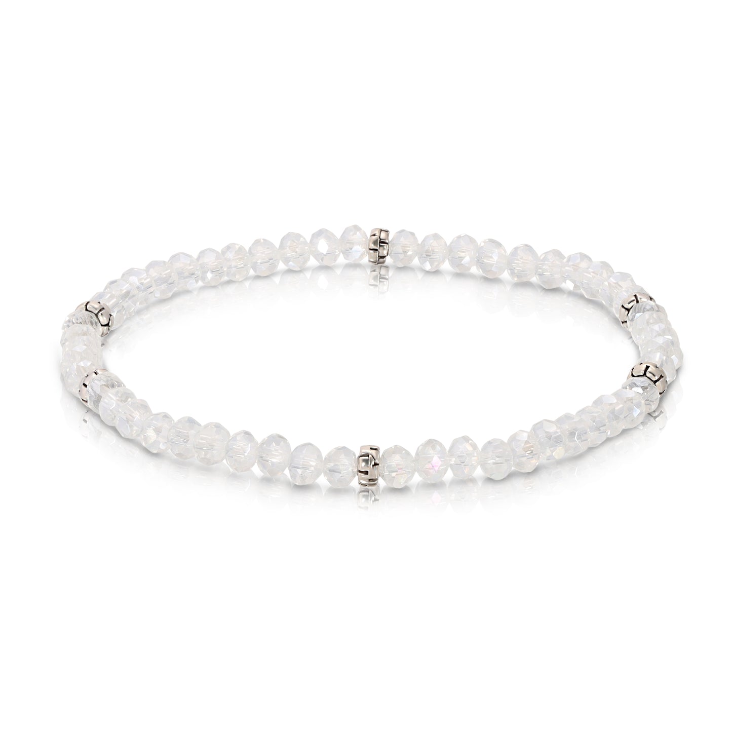 opal beaded bracelet with silver accents