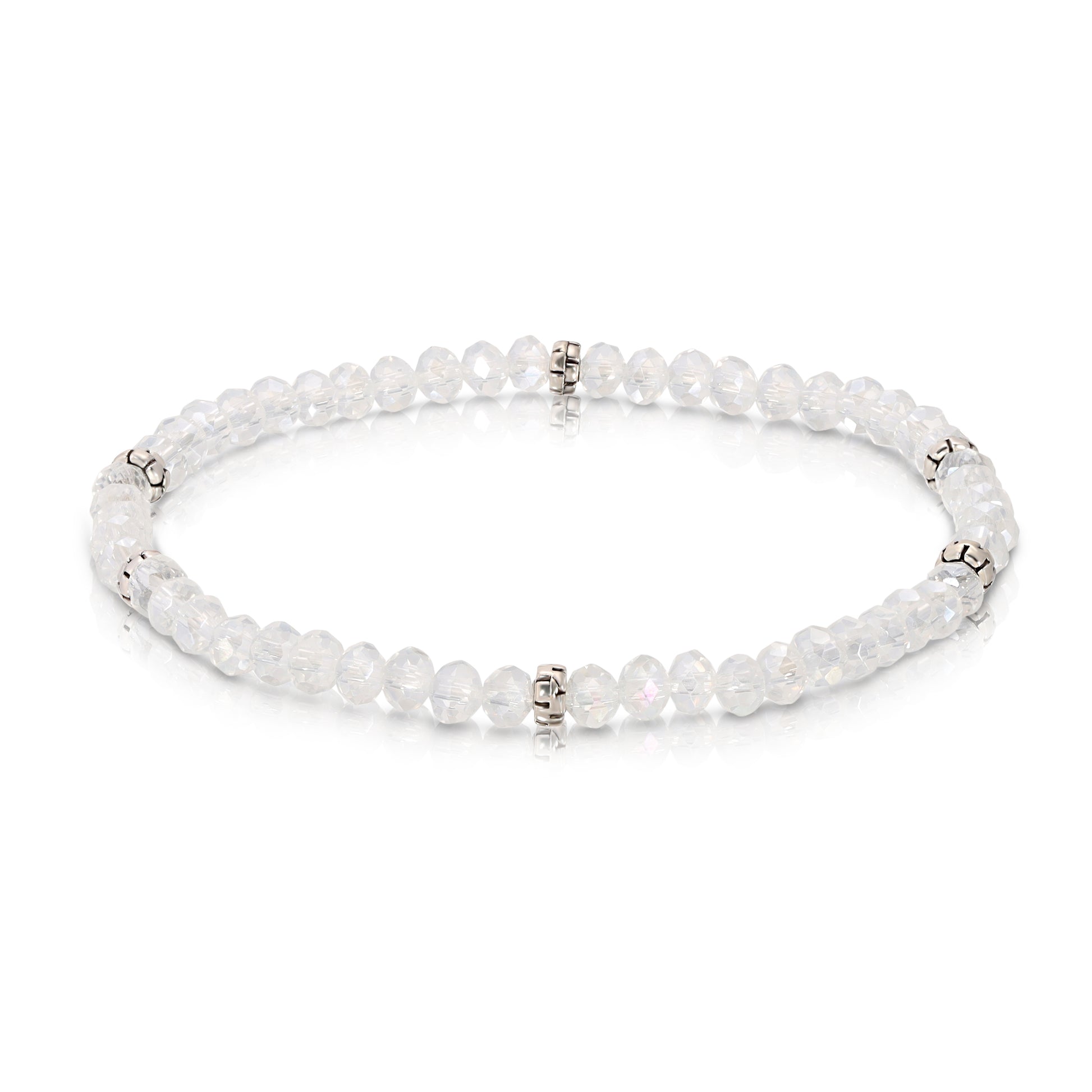 opal beaded bracelet with silver accents