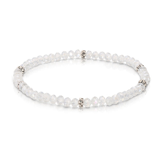 opal beaded bracelet with silver accents
