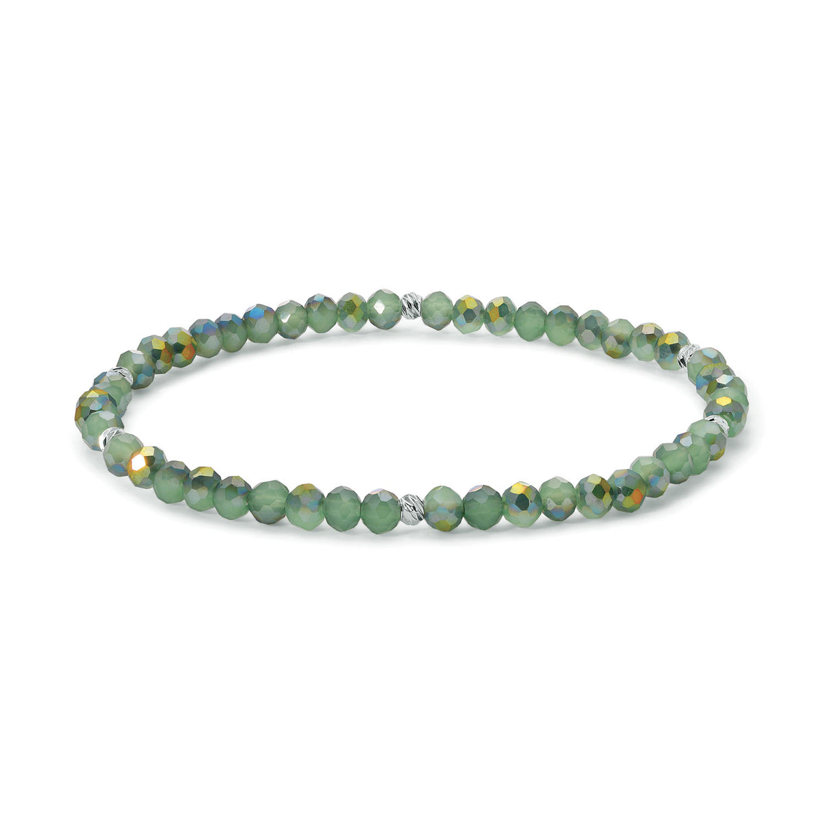 Mini-Crystal Bracelets - Blue-Green Family - Silver Accents