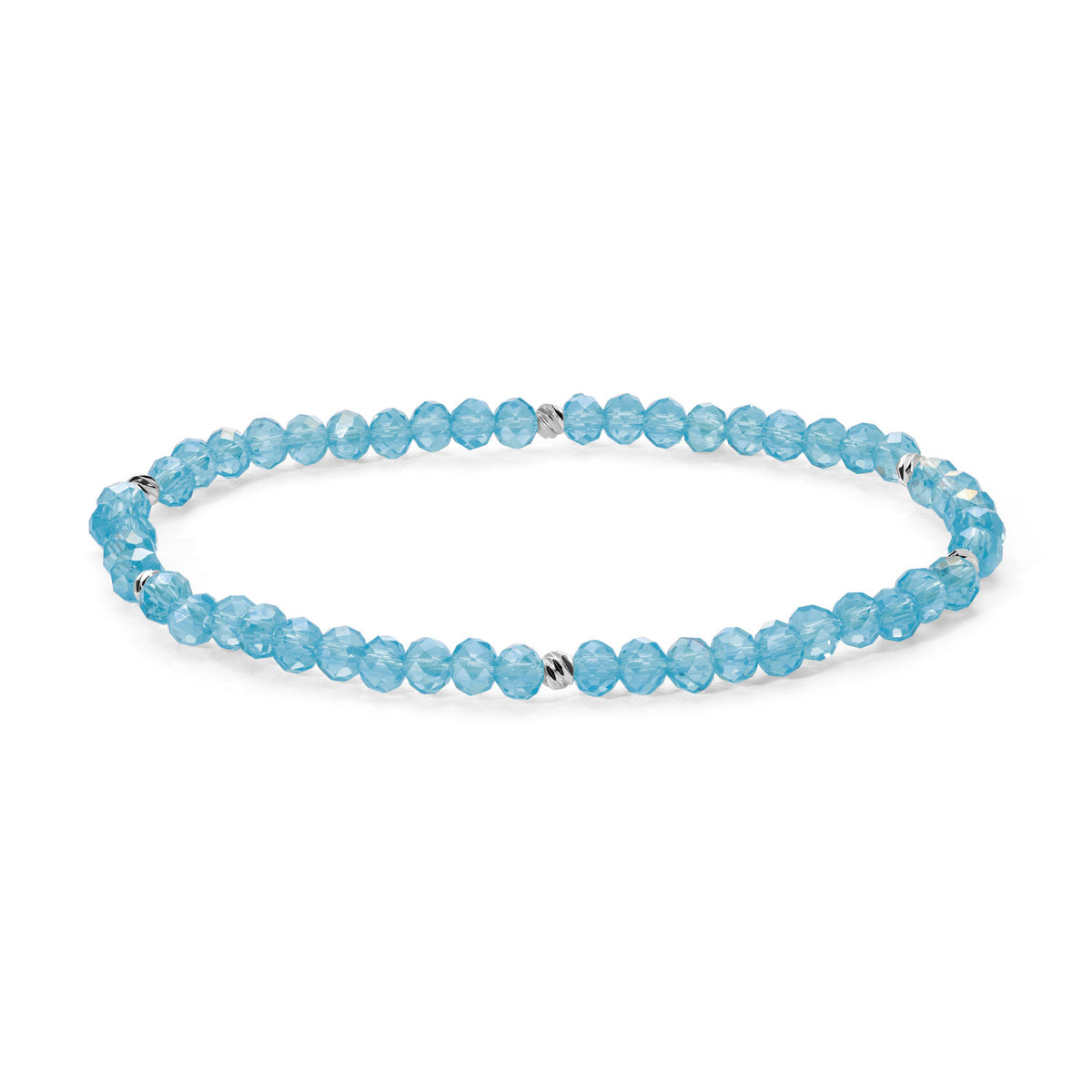 Mini-Crystal Bracelets - Blue-Green Family - Silver Accents