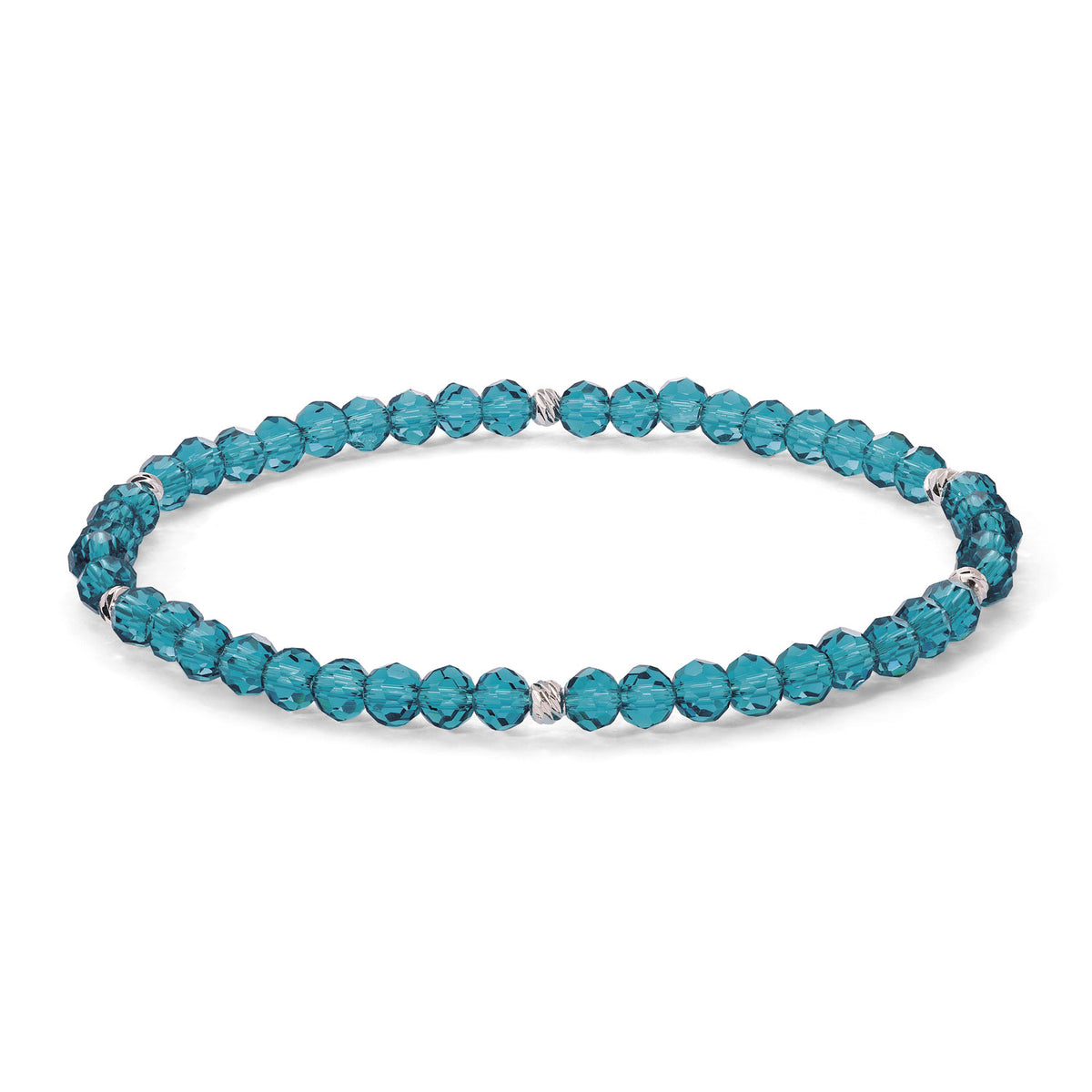 Mini-Crystal Bracelets - Blue-Green Family - Silver Accents