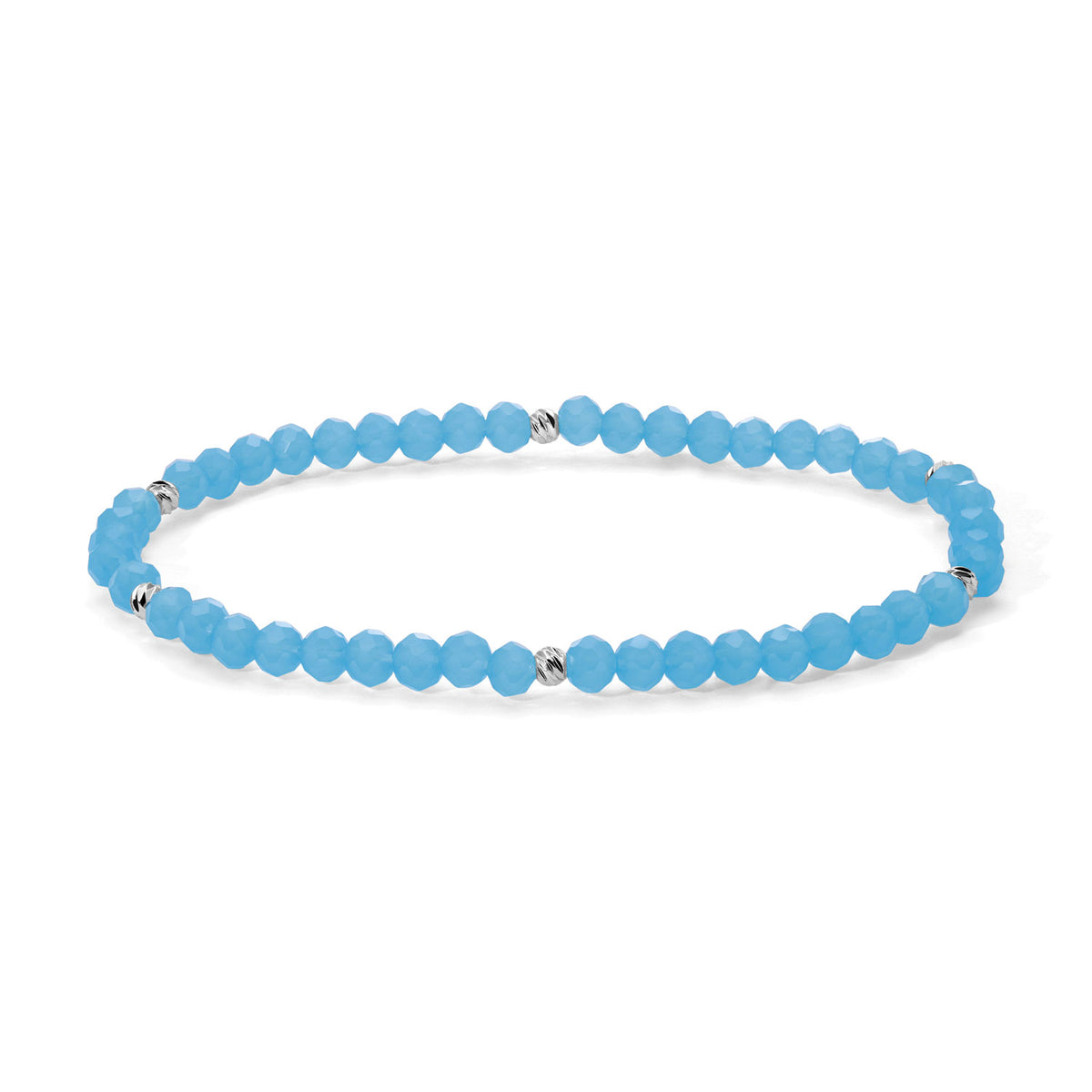 Mini-Crystal Bracelets - Blue-Green Family - Silver Accents