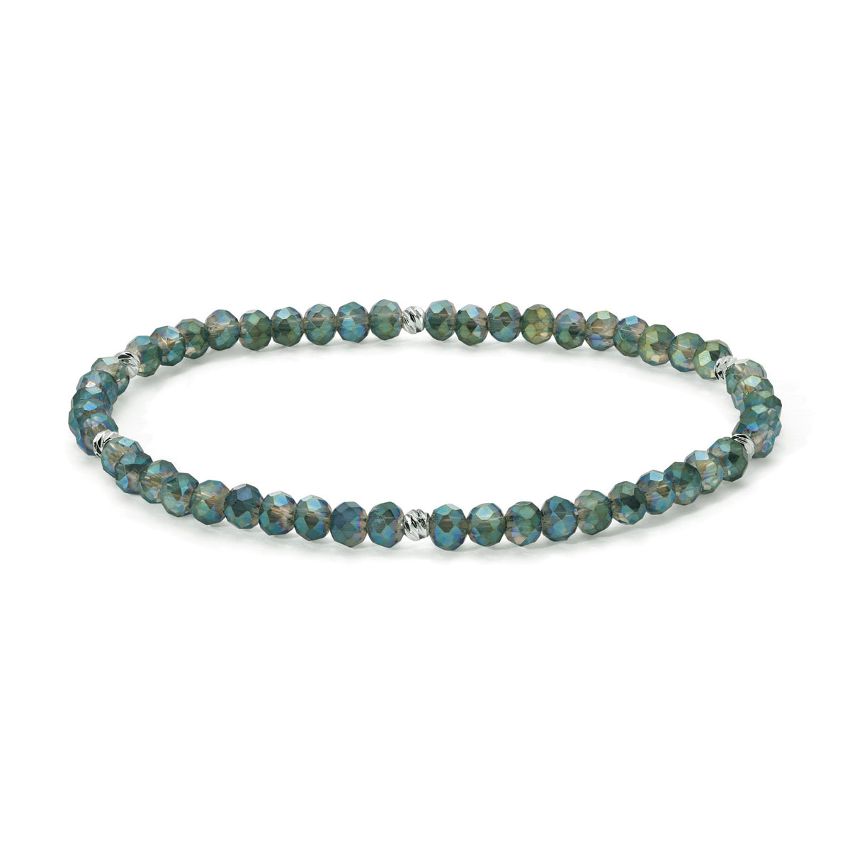 Mini-Crystal Bracelets - Blue-Green Family - Silver Accents