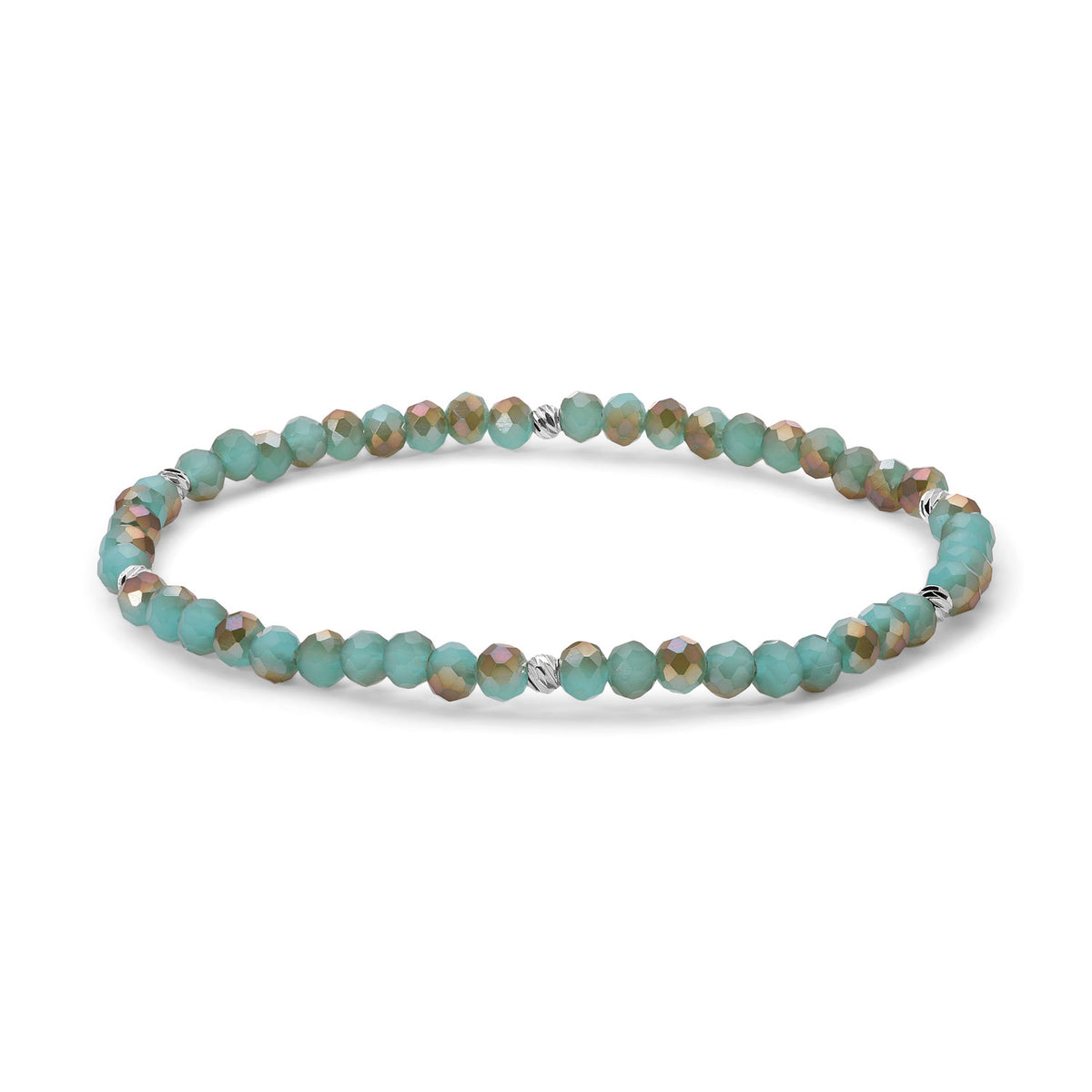 Mini-Crystal Bracelets - Blue-Green Family - Silver Accents