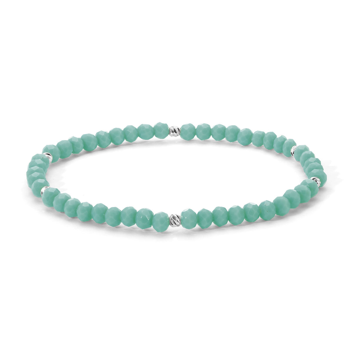 Mini-Crystal Bracelets - Blue-Green Family - Silver Accents