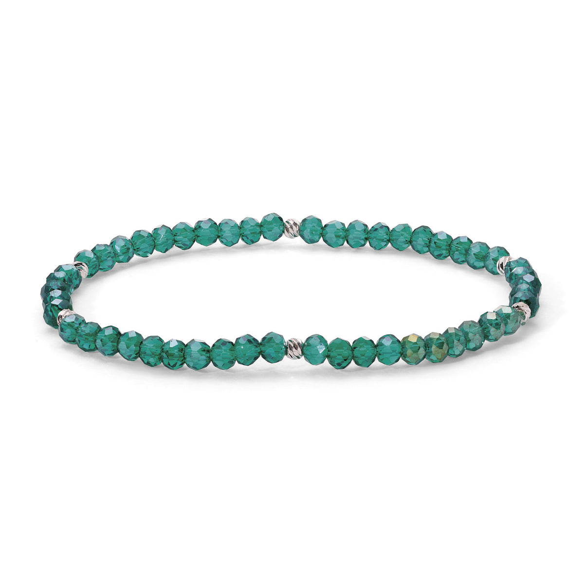 Mini-Crystal Bracelets - Blue-Green Family - Silver Accents