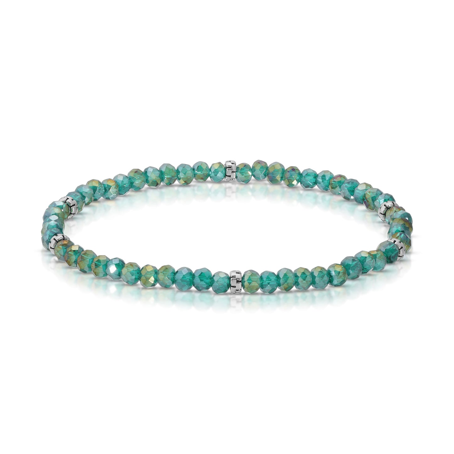 Teal Gold Ab Mini-Crystal Stretch Bracelet