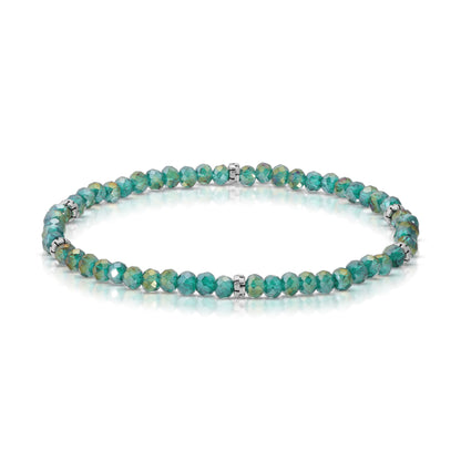 Teal Gold Ab Mini-Crystal Stretch Bracelet